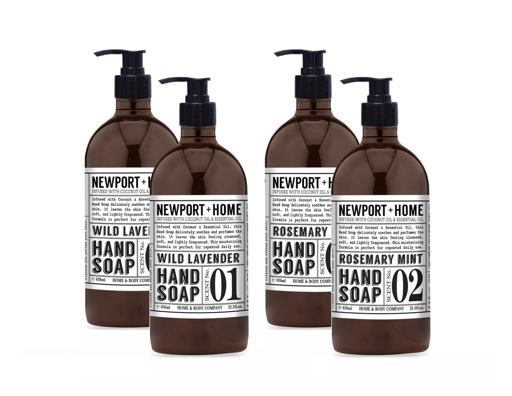 Home & Body Co Newport Wild Lavender hand soap pump for gentle cleansing.
