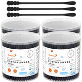 HOMEFOX black cotton swabs with spiral round tip for precise makeup removal