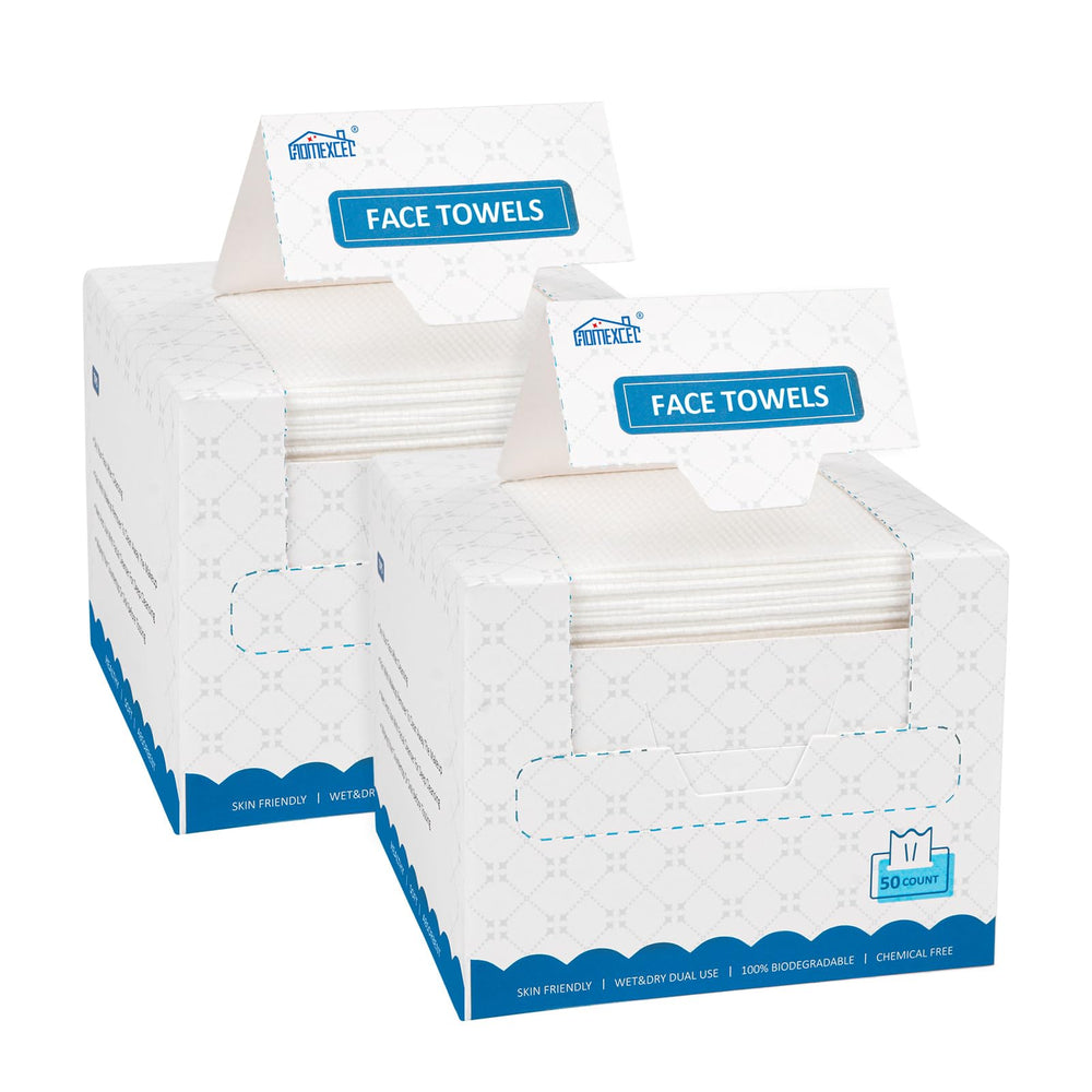 HOMEXCEL toallas faciales, dos cajas, empaque práctico para uso diario suave