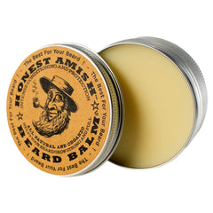 Honest Amish beard balm packaging featuring large twist tin for daily use