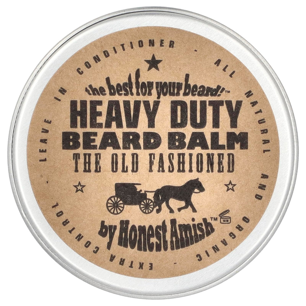 Honest Amish Heavy Duty Beard Balm 2oz jar front view for deep conditioning
