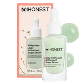Honest Beauty Daily Green Juice Serum bottle for fragrance-free antioxidant hydration.