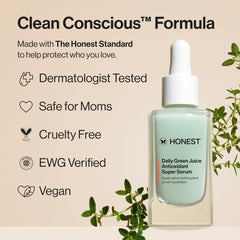 Honest Beauty Daily Green Juice Serum green-tea oil closeup.