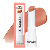 Honest Beauty Lychee Fruit tinted lip balm swatch showing nude glow and hydration.