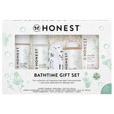 The Honest Company fragrance-free bathtime gift set box shown for sensitive skin care.