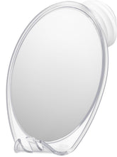 HONEYBULL fogless shower mirror with suction mount enables easy in-shower shaving.