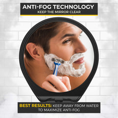 HONEYBULL fogless mirror swivel showing adjustable angle for grooming.