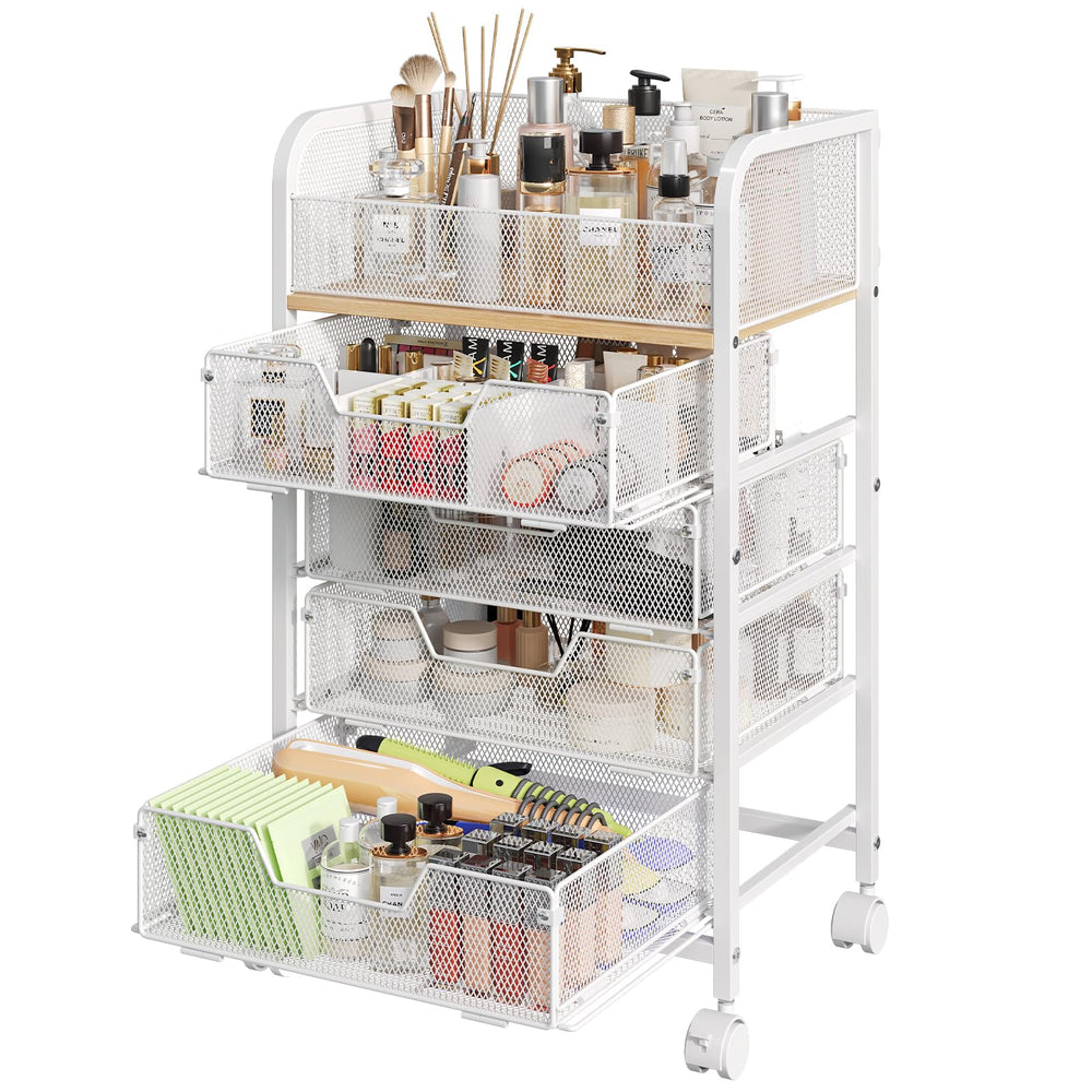 Hongtamoya makeup cart top display keeps brushes and tools within easy reach