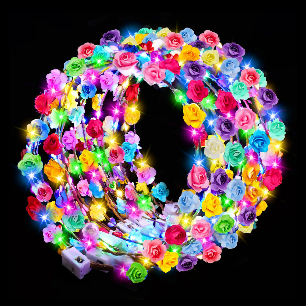 Corona LED HONLYNE con 24 flores, ideal para fiestas y bodas