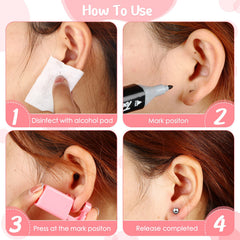 Honoson aretes con cuentas rosadas para perforación de oreja