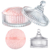 HONSIO Extra Large powder puff and crystal glass container for even body powder application.