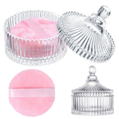 HONSIO large pink powder puff with crystal case for smooth, even application