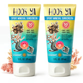 Hook'Ya Hawaii reef-safe mineral sunscreen in travel size SPF 50 for beach days.
