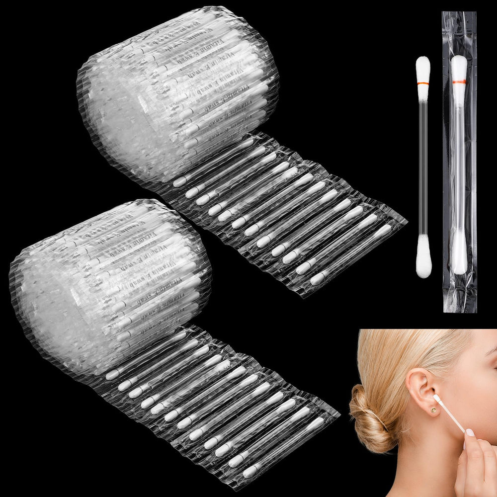 Hoolerry 200 aplicadores para cuidado de piercings: limpieza suave para zonas delicadas.