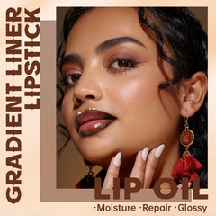 HOSAILY gradient lip duo in dark brown demonstrates seamless color blend.