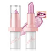 Barra labial HOSAILY con acabado metalizado rosado y brillo duradero.