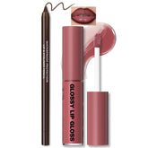 HOSAILY nourishing lip gloss with brown liner for precise lip definition