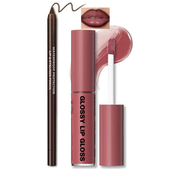 HOSAILY nourishing lip gloss with brown liner for precise lip definition