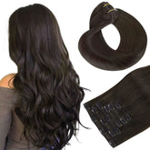 Hotbanana real human hair clip-in extensions in 18 inches for natural-looking length