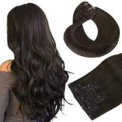 Hotbanana real human hair clip-in extensions in 18 inches for natural-looking length