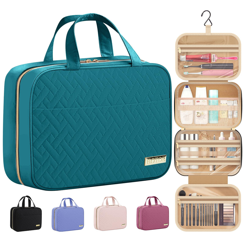 Hotor travel toiletry bag with hanging hook for easy access during travel.