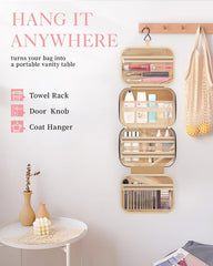 HOTOR travel toiletry bag sturdy metal hook for easy hanging in bathrooms.