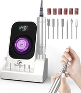 HOUSMV portable nail drill with LCD display showing speed and battery level