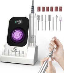HOUSMV portable nail drill with LCD display showing speed and battery level