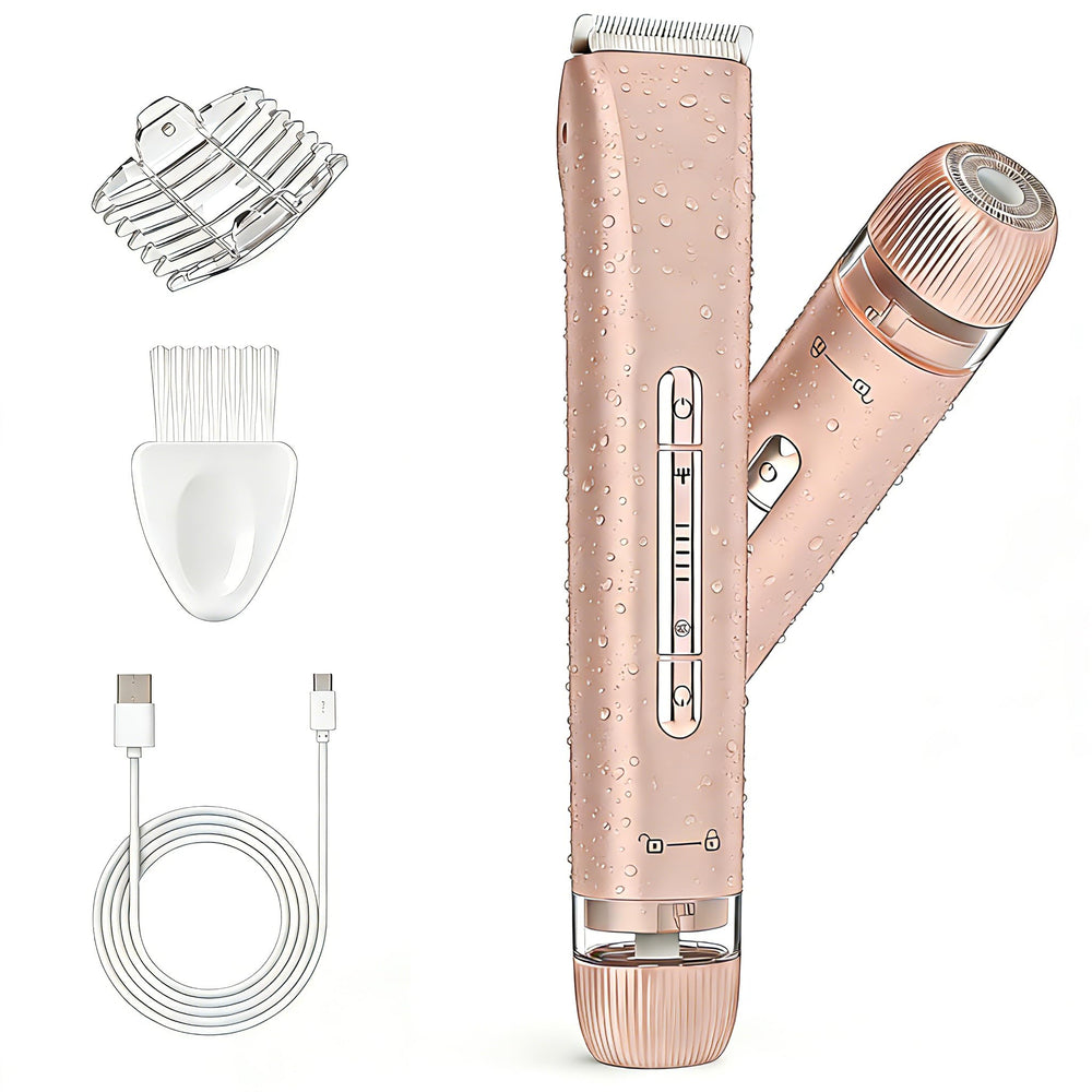HOWSYKI bikini trimmer rose gold with dual heads for precise shaping