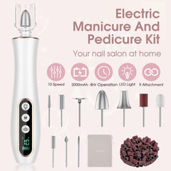 Hoxida 360-degree LED illumination highlights the nail area during filing.