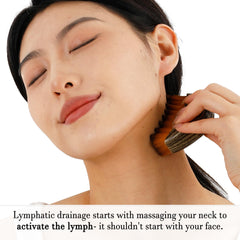 Hoyecl brush with curved profile glides along neck for soothing tension.