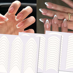 HPYFOI arc moon design 3 French manicure strip on nails for versatile looks