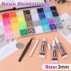 HRLbrc 32 colors resin rhinestones for vibrant craft designs