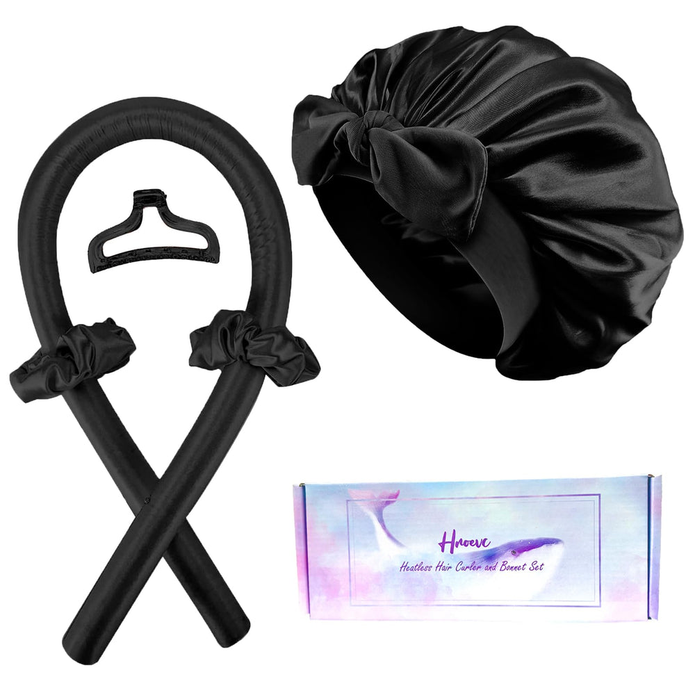Hroevc no-heat overnight curls kit with satin bonnet for gentle styling