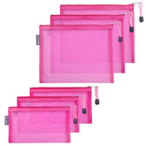 HRX Package hot pink nylon mesh makeup bags, A5 size, quick access for cosmetics.