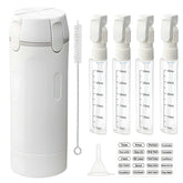 HSXCCL 4-in-1 travel dispenser bottles front view, space-saving companion for packing