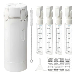 HSXCCL 4-in-1 travel dispenser bottles front view, space-saving companion for packing