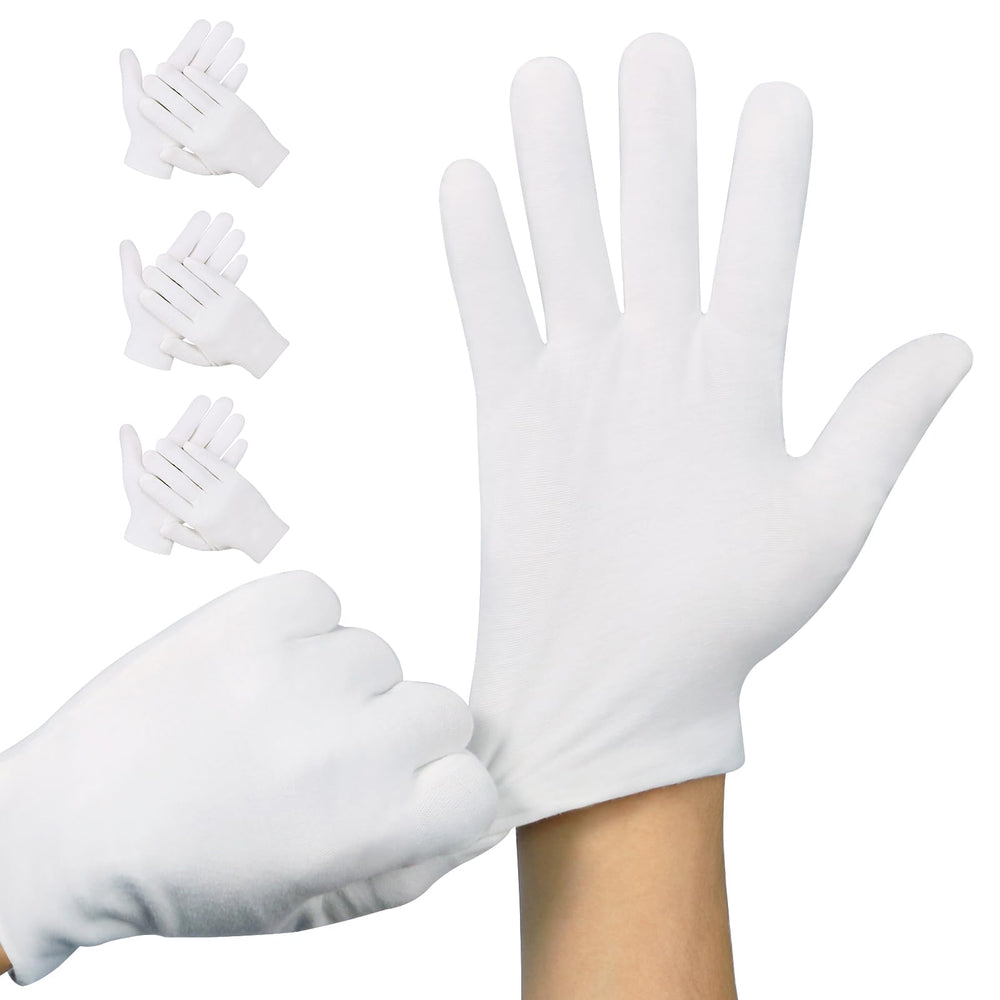 Htaexpu 3-pairs white cotton gloves packaged for overnight skin protection.