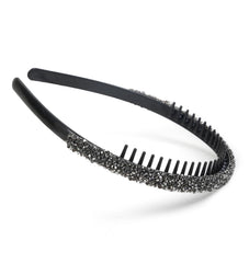 Diadema Huachi de cristal con dientes gris, combinación versátil para diario