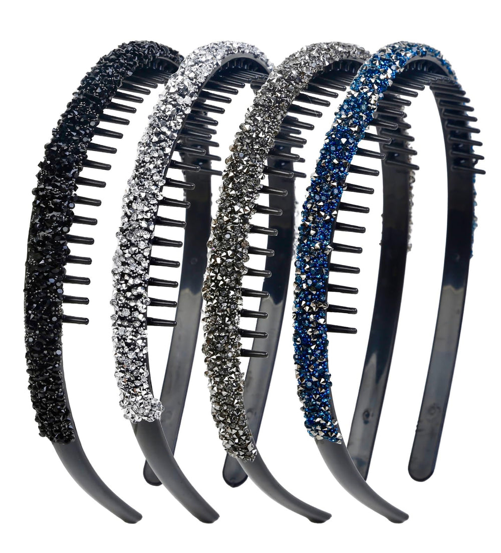 Diadema Huachi de cristal con dientes plateados, brillo elegante para looks nocturnos