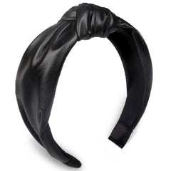 Huachi diadema nudo cuero sintético negro, fijación cómoda para uso diario.