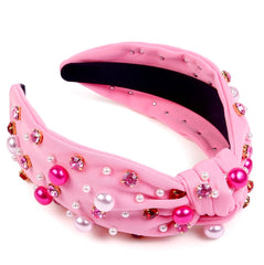 Diadema Huachi rosa brillo con piedras para ocasiones románticas.