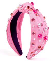 Diadema Huachi San Valentín rosa con cristales para un look deslumbrante.