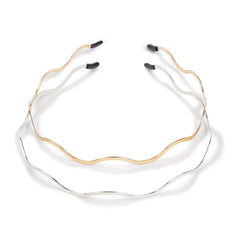 Huachi metal headbands for women in silver, close-up showing subtle shine