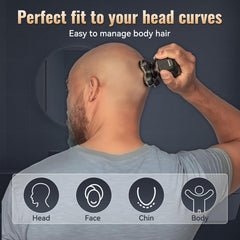 Hugdew head shaver with 5D rechargeable battery, travel-ready grooming