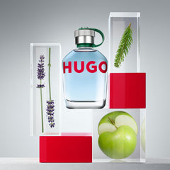 Hugo Boss Hugo Man EDT bottle back view, subtle elegance and long-lasting impression.