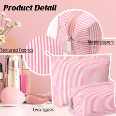 Huhumy large seersucker makeup pouch, great for toiletries and travel essentials.