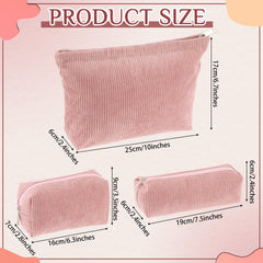 Huhumy pink corduroy makeup bag large capacity keeps cosmetics organized.