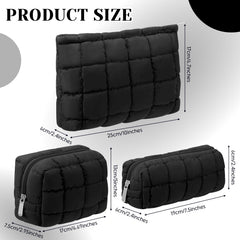 Huhumy large quilted cosmetic pouch in checkered design ideal for travel essentials.