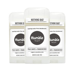 Humble Brands aluminum-free deodorant with Palo Santo and Frankincense for lasting odor control